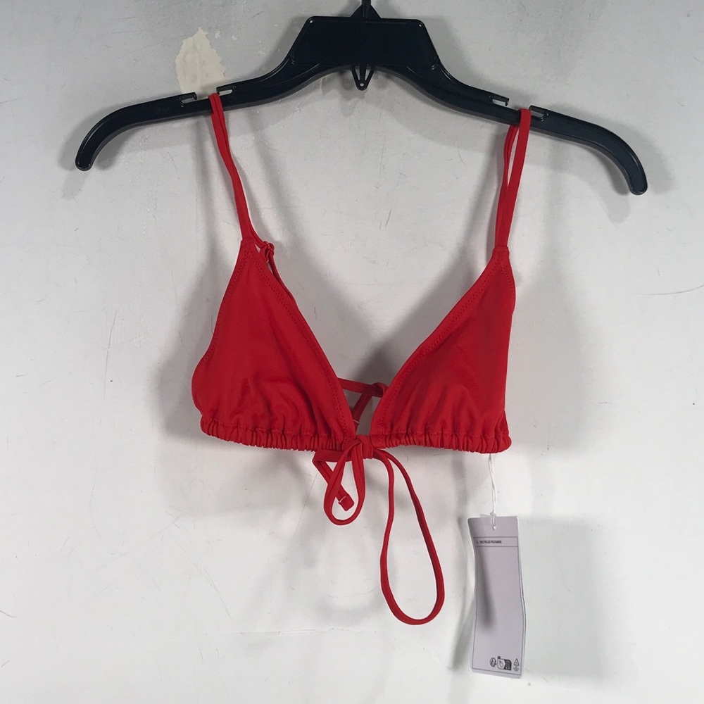 Weekday Strappy Triangle Bikini Top, Women's Size S - Bright Red